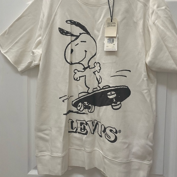 NWT VINTAGE DISCONTINUED Levi’s x Peanuts SS Crewneck Cutoff Sweatshirt - Picture 2 of 4